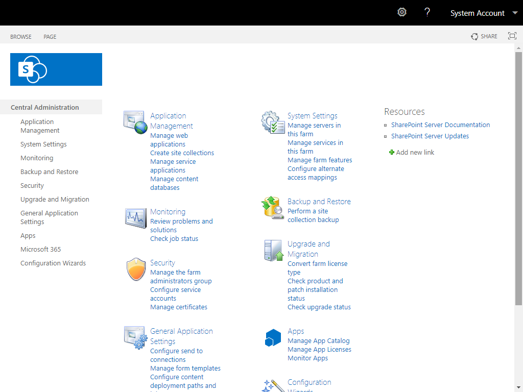 SharePoint Server Subscription Edition Central Administration.