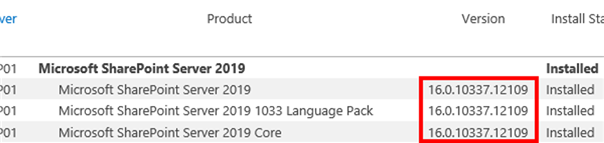 SharePoint 2019 current patch level via Central Administration