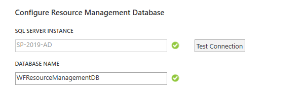 Configure the Resource Management database name