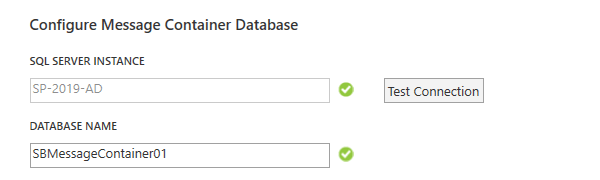 Configure the Message Container database name