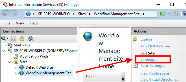 Go to the bindings of your Workflow Manager site in IIS